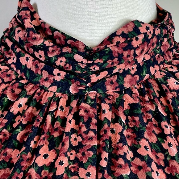 ZARA ~ Rust Floral Mini Dress w/Smocked Skirt & Peek-a-Boo Back ~ Size Large - Picture 6 of 15